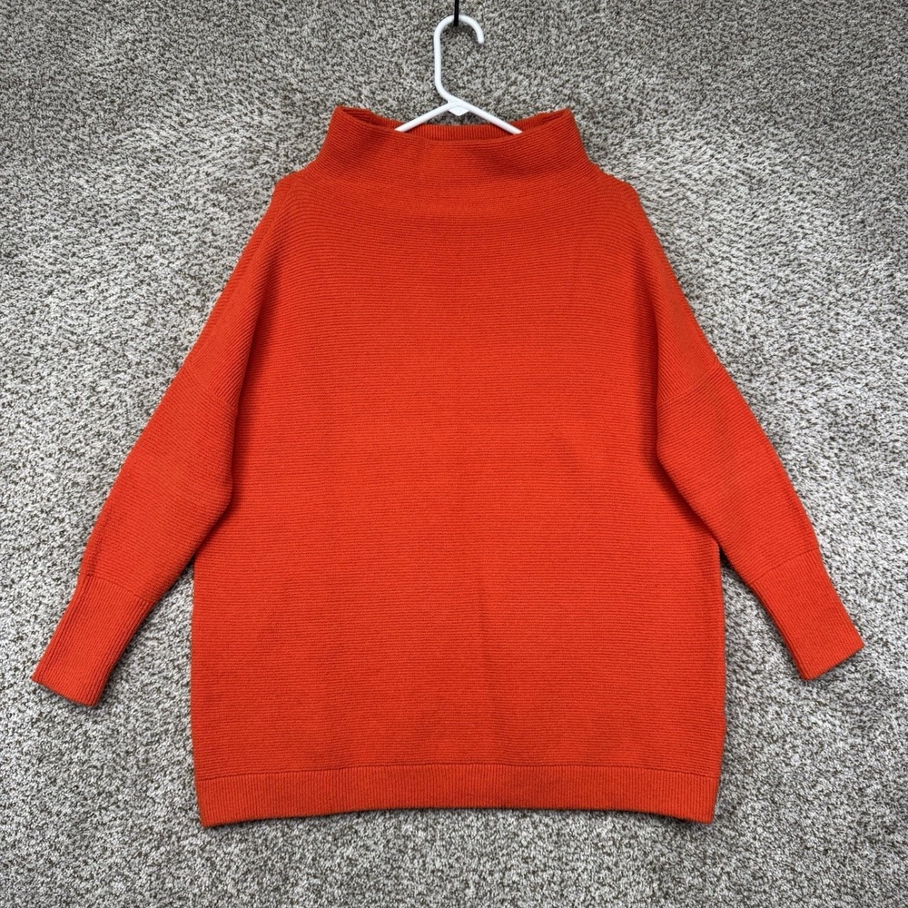 Free People Ottoman Slouchy‎ Tunic Mock Neck Sweater Women's XS Orange Oversize